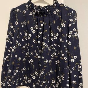SHEIN navy floral blouse